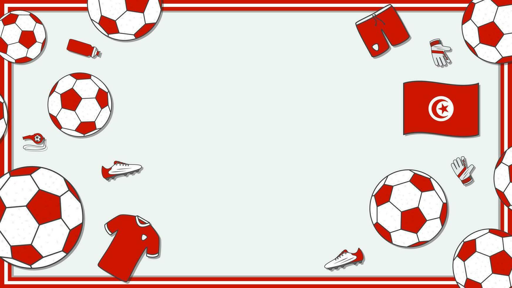 Football Background Design Template. Football Cartoon Vector Illustration. Sport In Tunisia