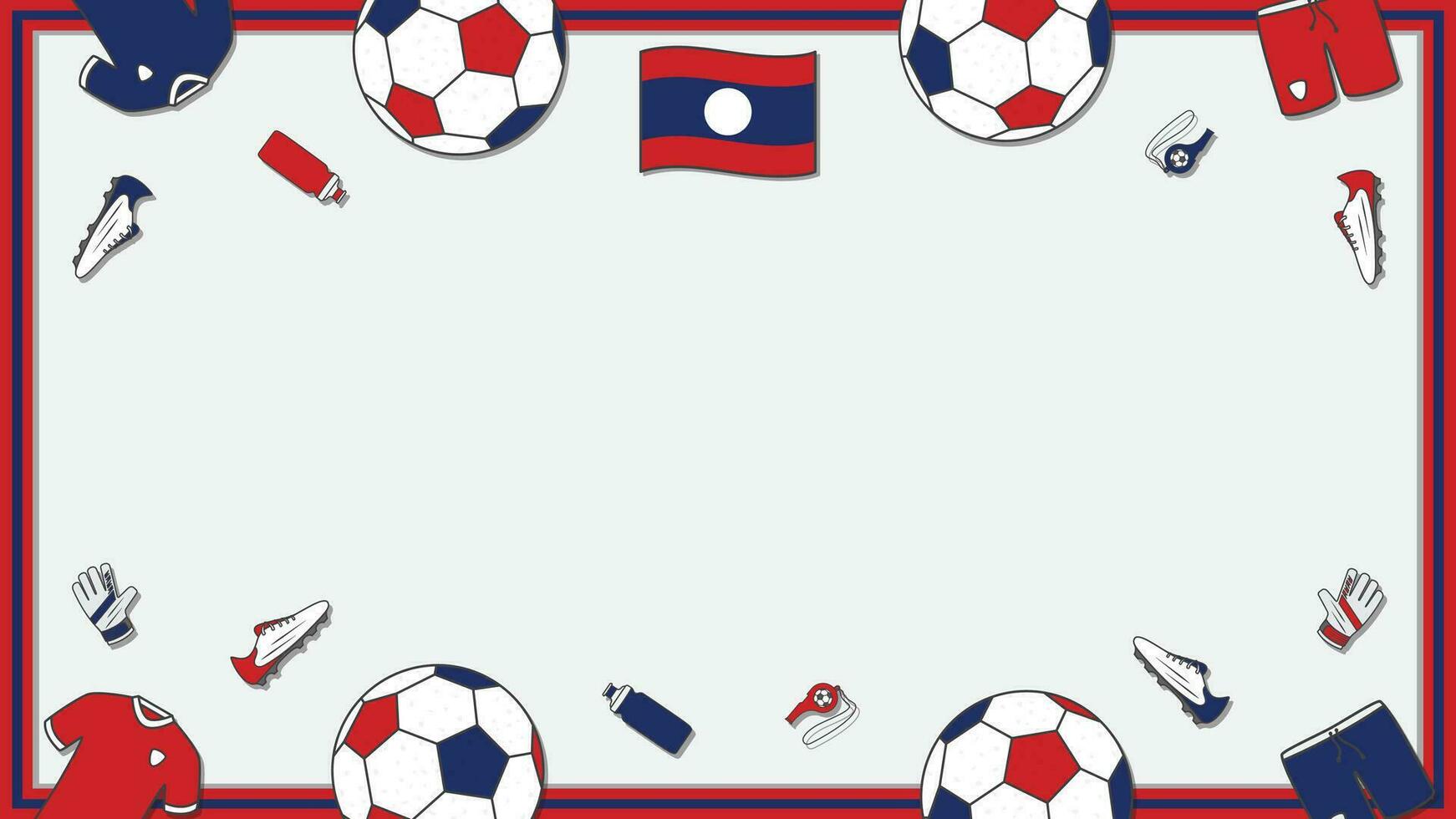 Football Background Design Template. Football Cartoon Vector Illustration. Championship In Laos