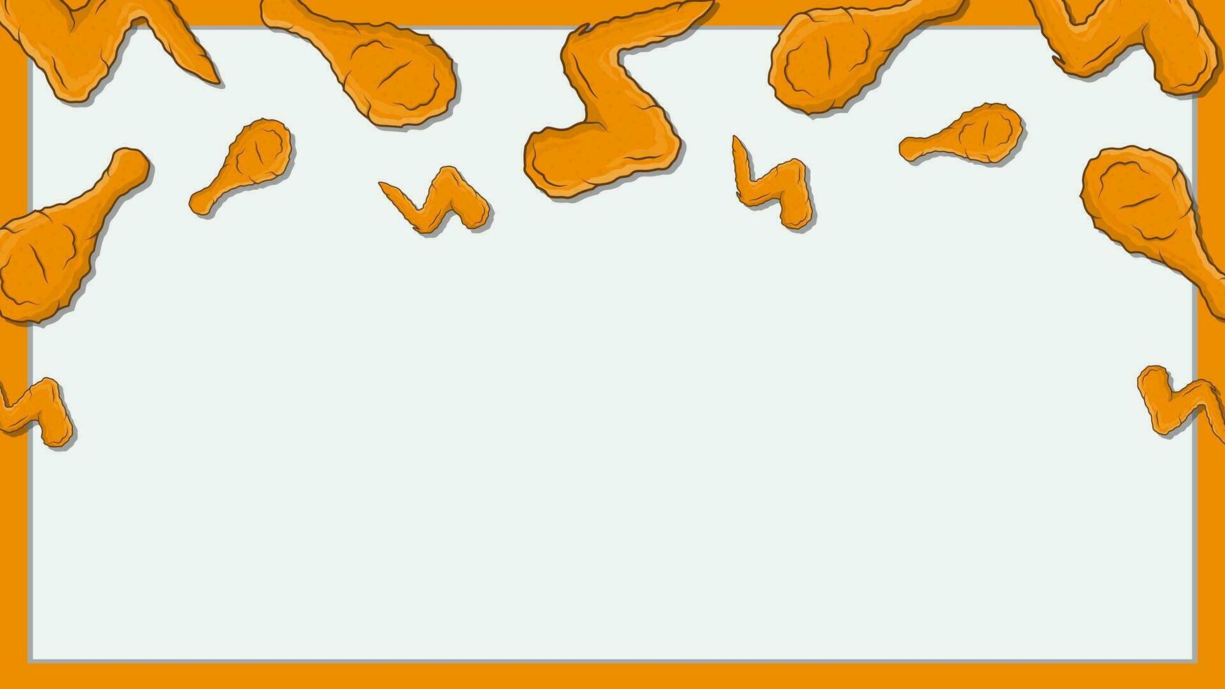 Fried Chicken Background Design Template. Fried Chicken Cartoon Vector Illustration. Fried Chicken