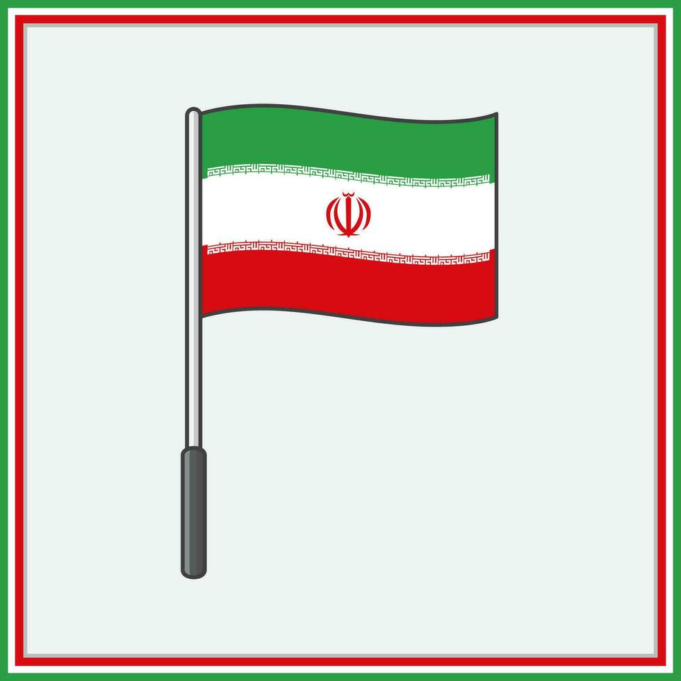Iran Flag Cartoon Vector Illustration. Flag of Iran Flat Icon Outline