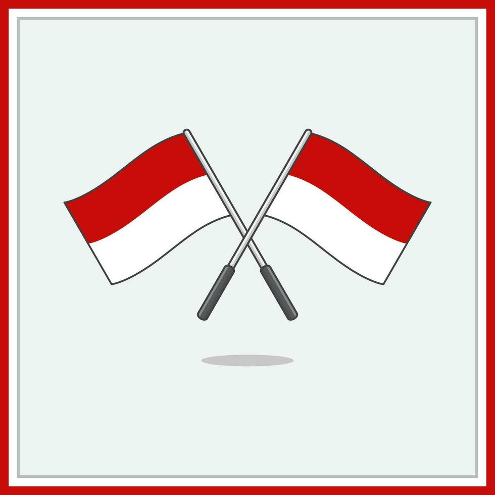 Flag of Indonesia Cartoon Vector Illustration. Indonesia Flag Flat Icon Outline