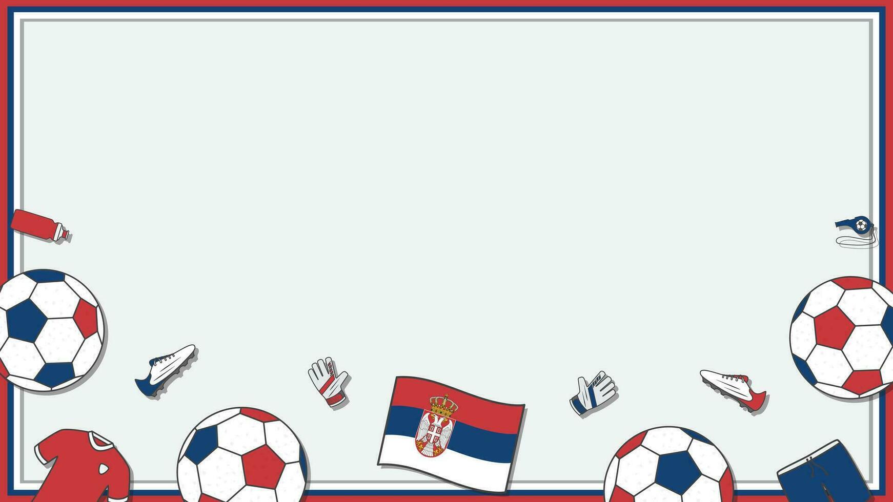 Football Background Design Template. Football Cartoon Vector Illustration. Soccer In Serbia