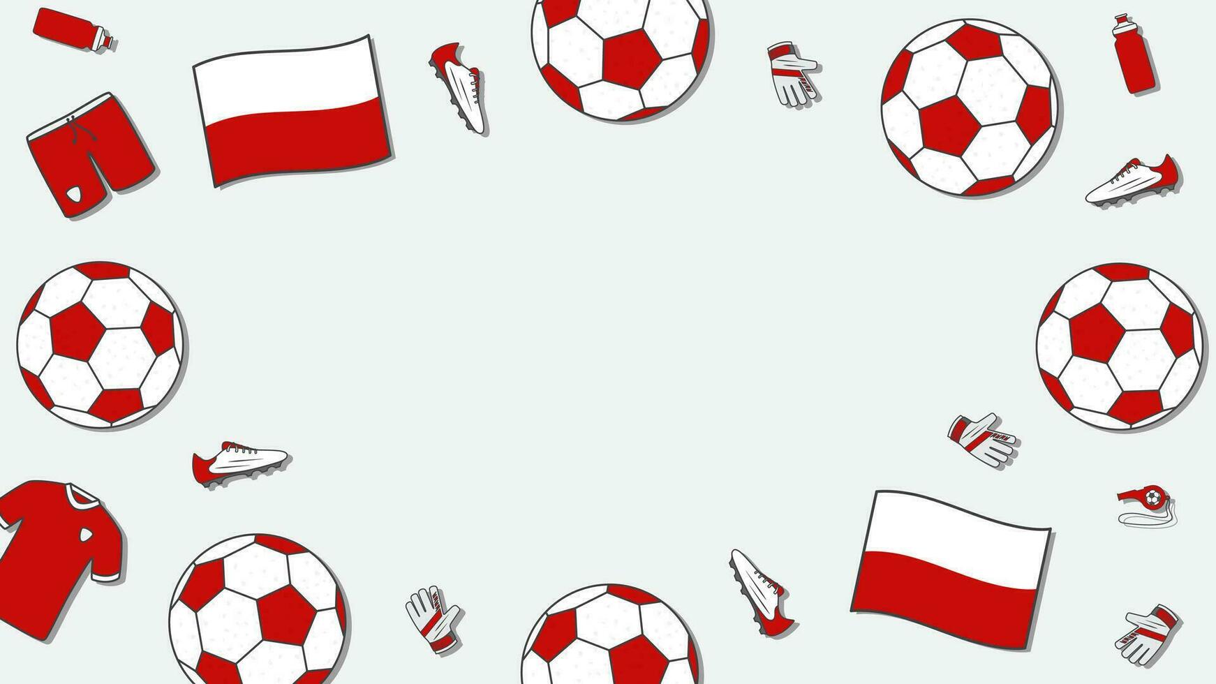 Football Background Design Template. Football Cartoon Vector Illustration. Tournament In Poland