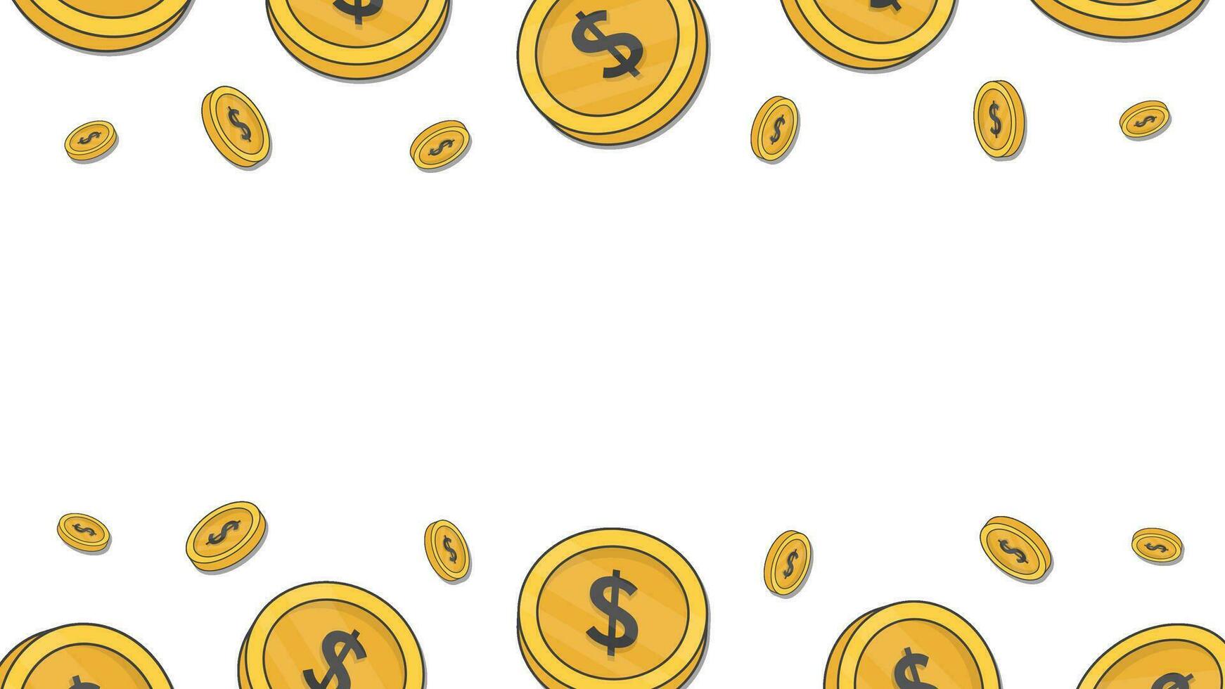 Money Background Design Template. Gold Coins Cartoon Vector Illustration. Dollar
