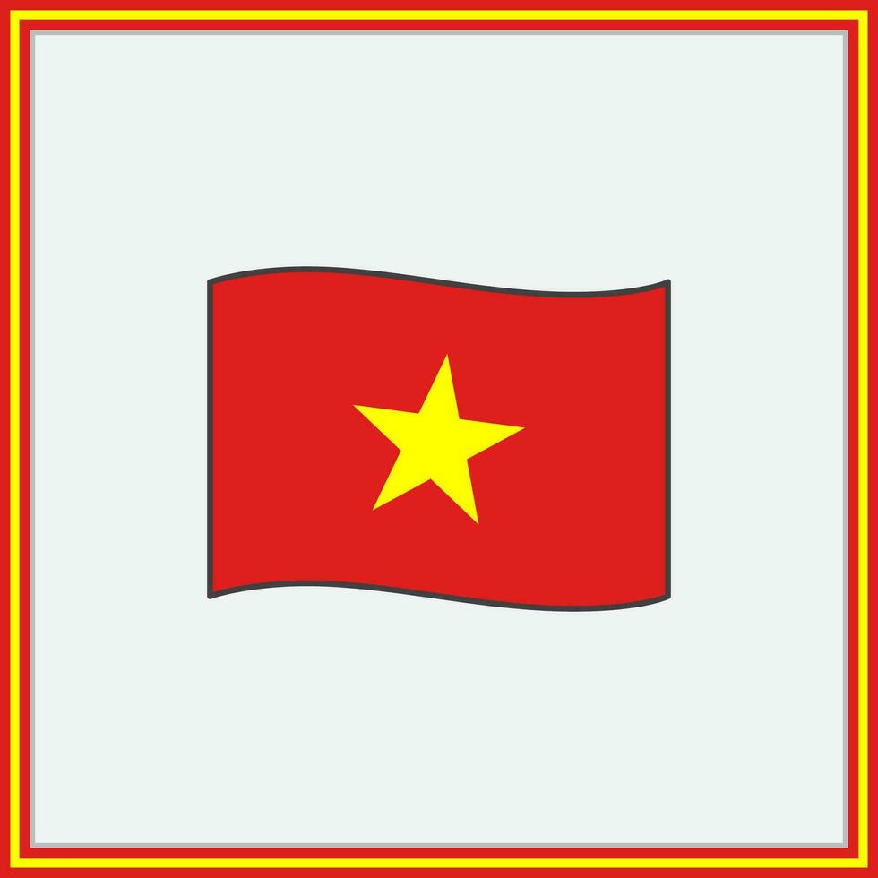 Vietnam Flag Cartoon Vector Illustration. Flag of Vietnam Flat Icon Outline. National Vietnam Flag