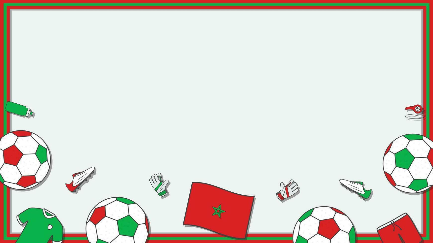 Football Background Design Template. Football Cartoon Vector Illustration. Soccer In Morocco