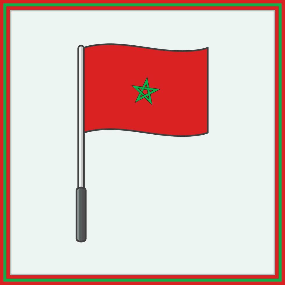 Morocco Flag Cartoon Vector Illustration. Flag of Morocco Flat Icon Outline