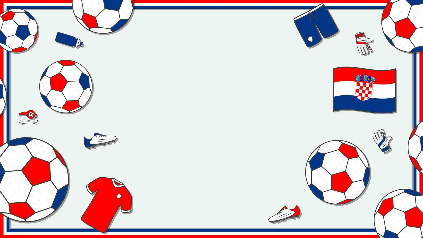 Football Background Design Template. Football Cartoon Vector Illustration. Sport In Croatia