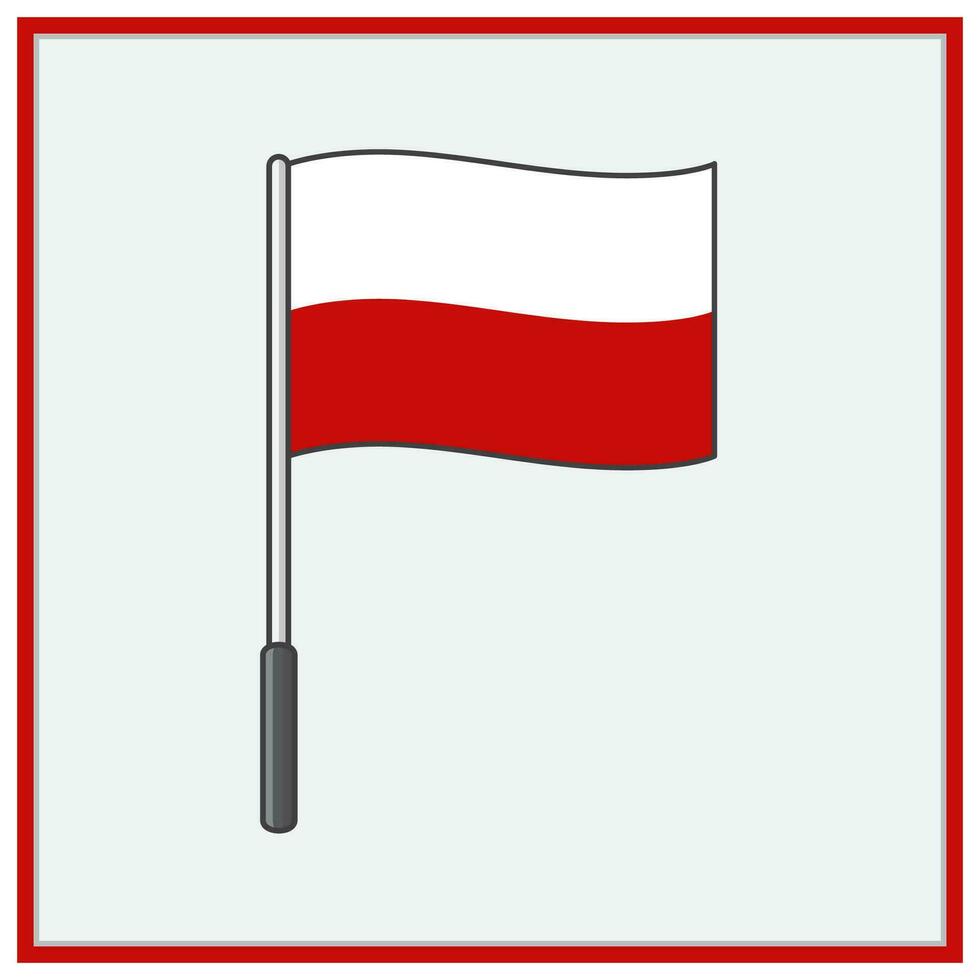 Poland Flag Cartoon Vector Illustration. Flag of Poland Flat Icon Outline