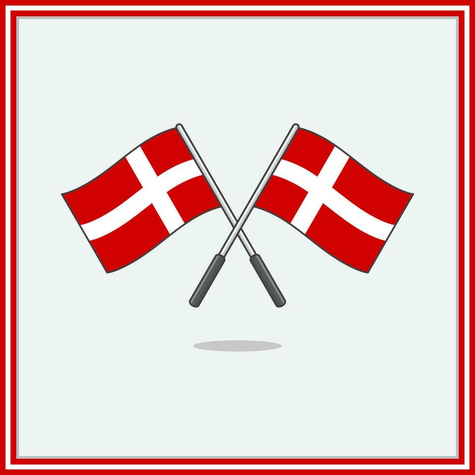 Flag of Denmark Cartoon Vector Illustration. Denmark Flag Flat Icon Outline