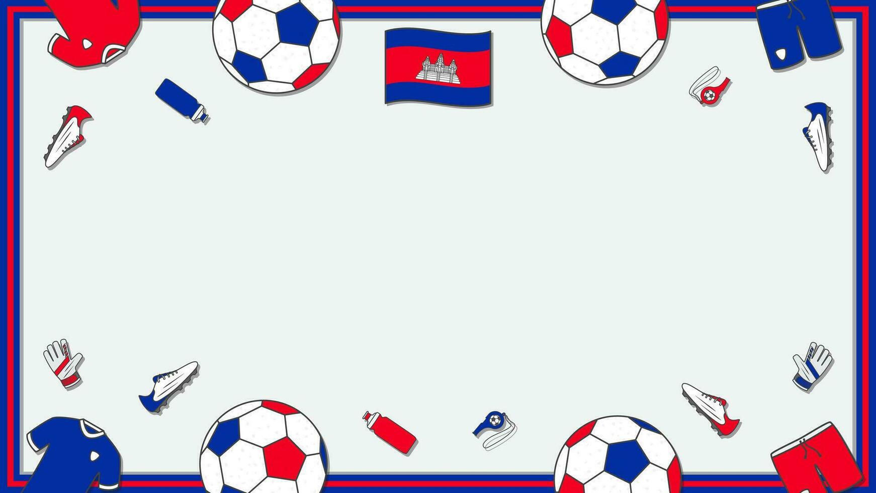 Football Background Design Template. Football Cartoon Vector Illustration. Championship In Cambodia
