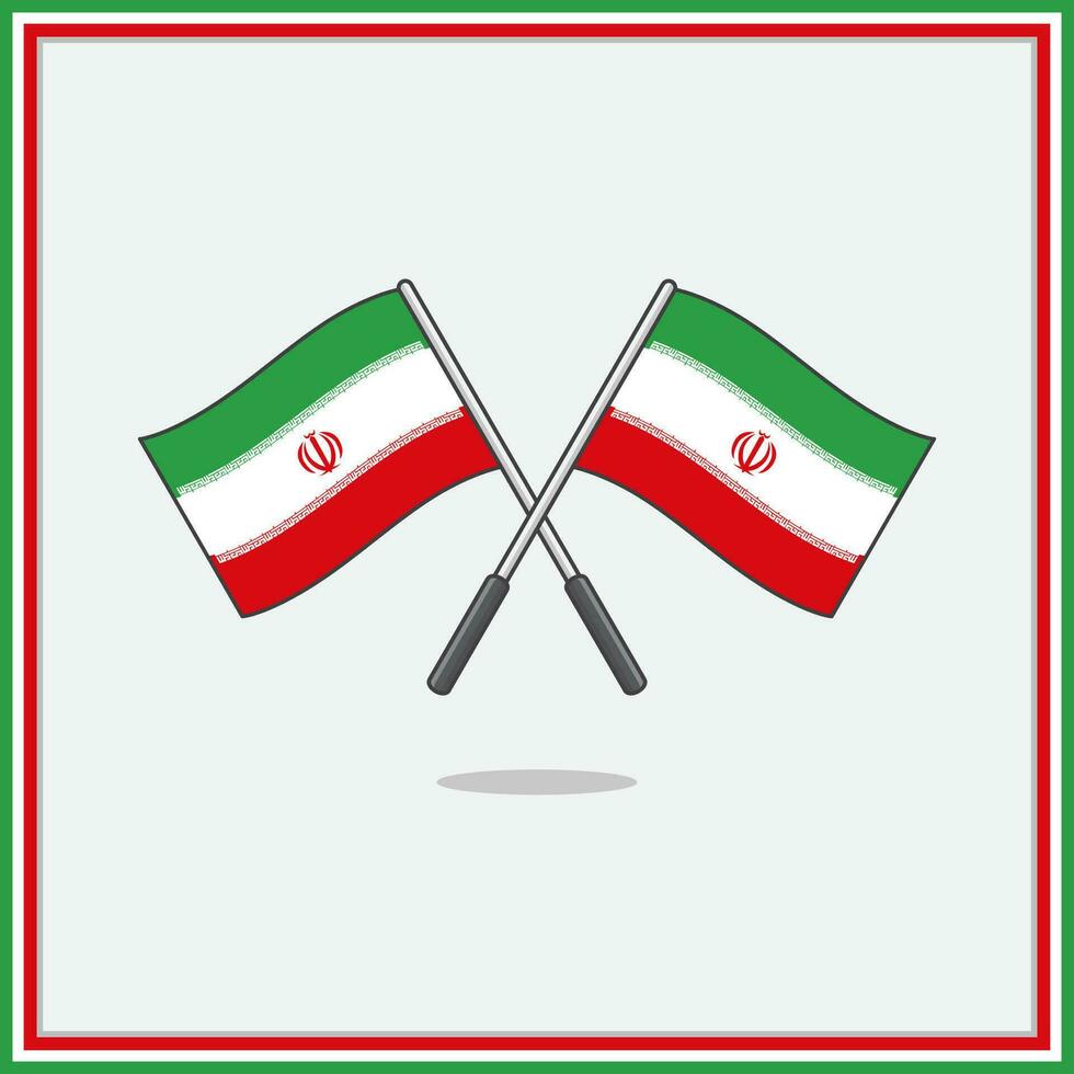 Flag of Iran Cartoon Vector Illustration. Iran Flag Flat Icon Outline