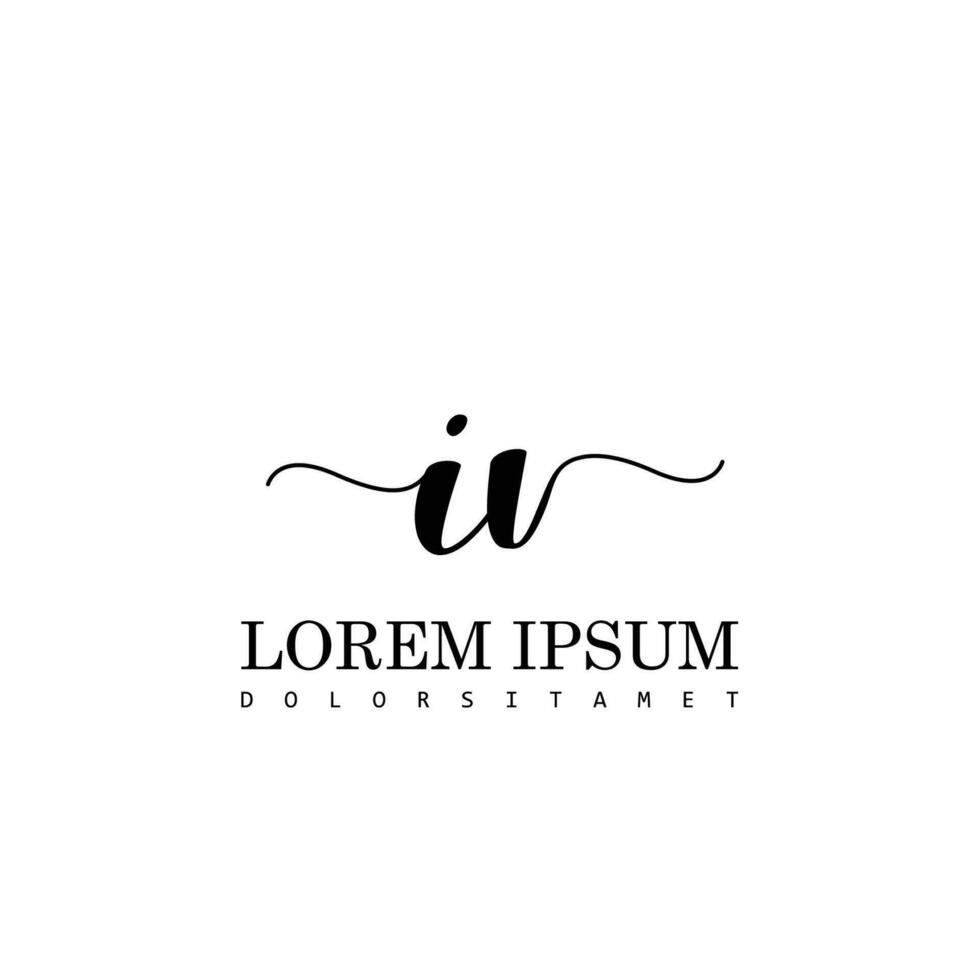 IV Initial Handwriting Template Design vector