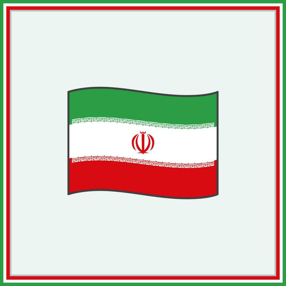 Iran Flag Cartoon Vector Illustration. Flag of Iran Flat Icon Outline. National Iran Flag