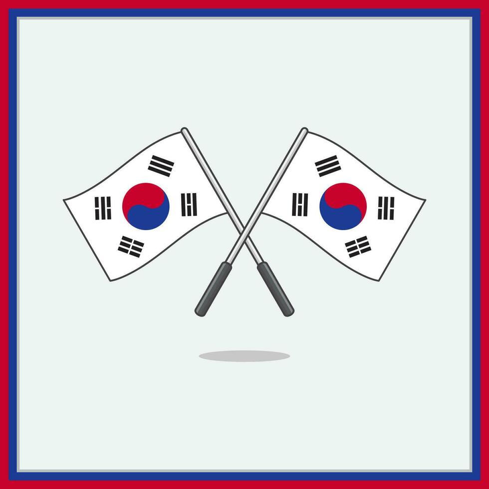 Flag of South Korea Cartoon Vector Illustration. South Korea Flag Flat Icon Outline