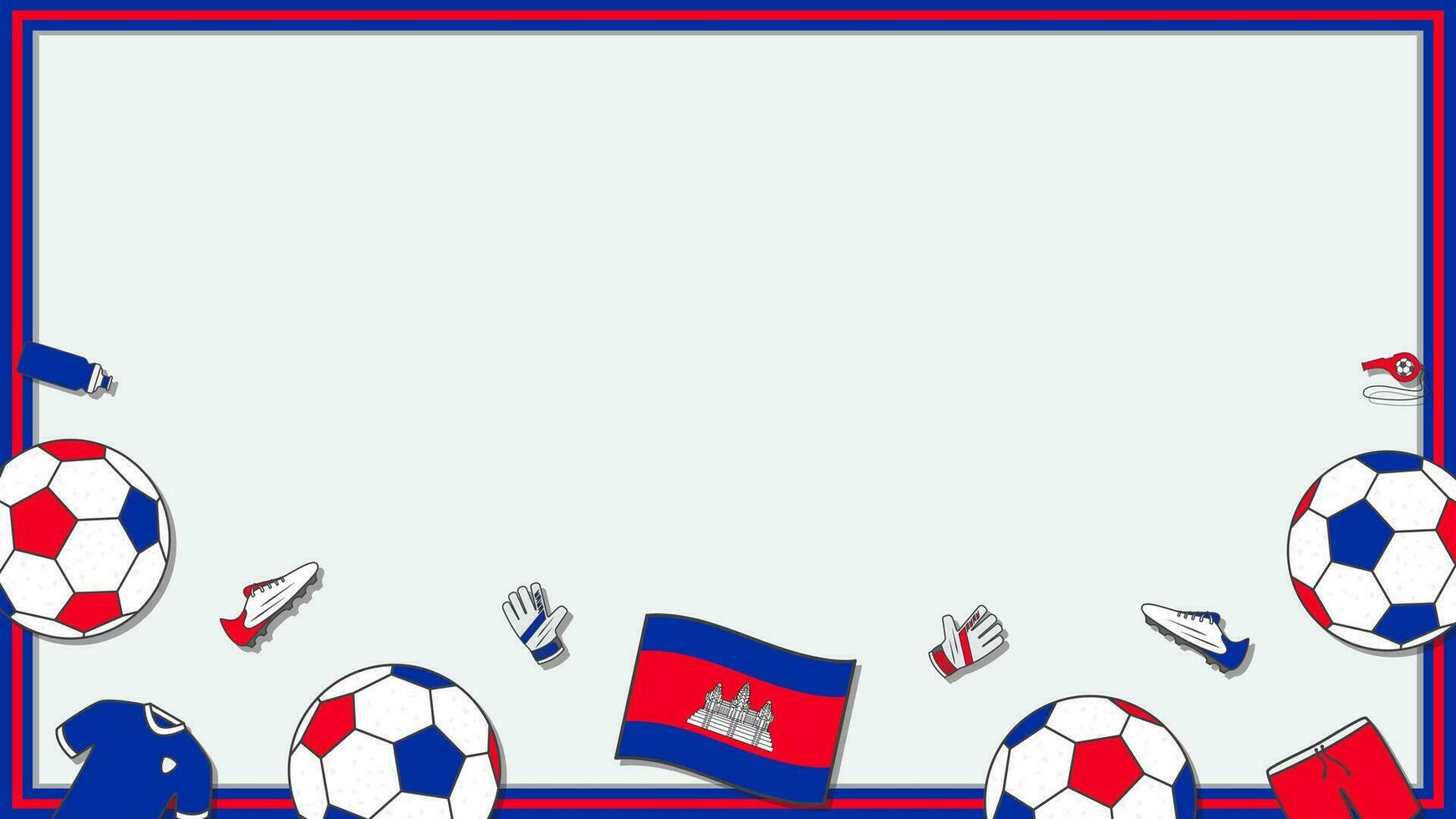 Football Background Design Template. Football Cartoon Vector Illustration. Soccer In Cambodia