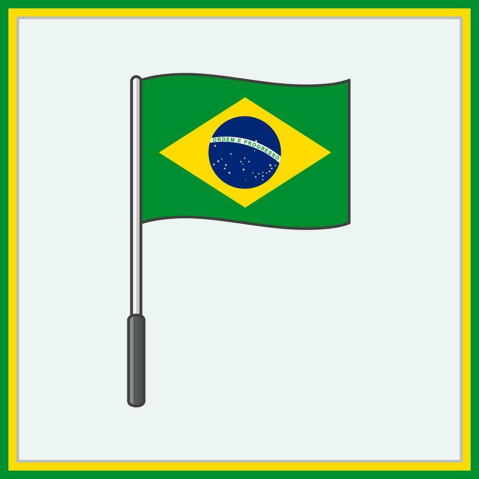 Brasil bandera dibujos animados vector ilustración. bandera de Brasil plano icono contorno