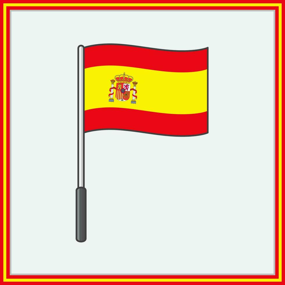 Spain Flag Cartoon Vector Illustration. Flag of Spain Flat Icon Outline