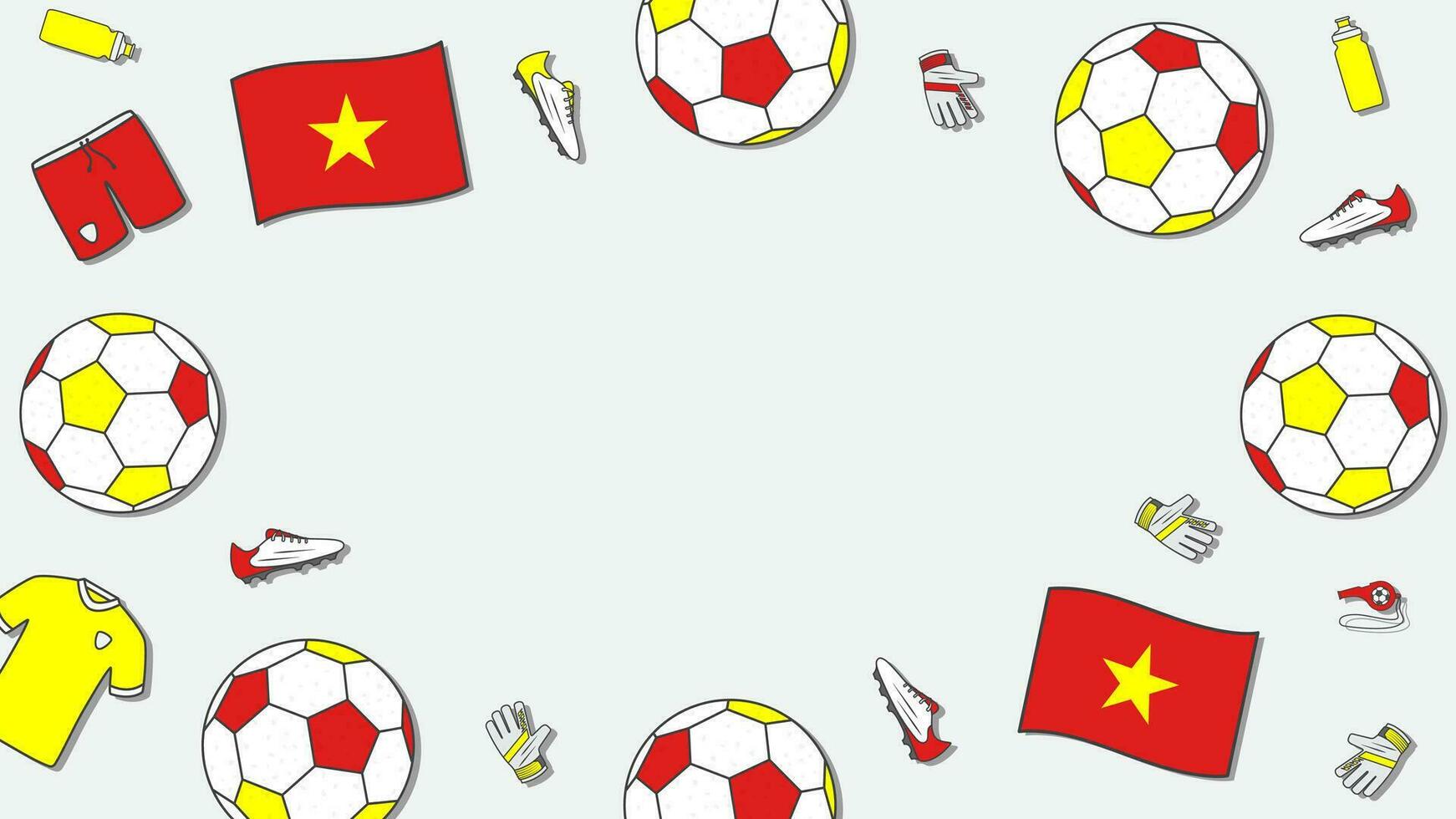 Football Background Design Template. Football Cartoon Vector Illustration. Tournament In Vietnam