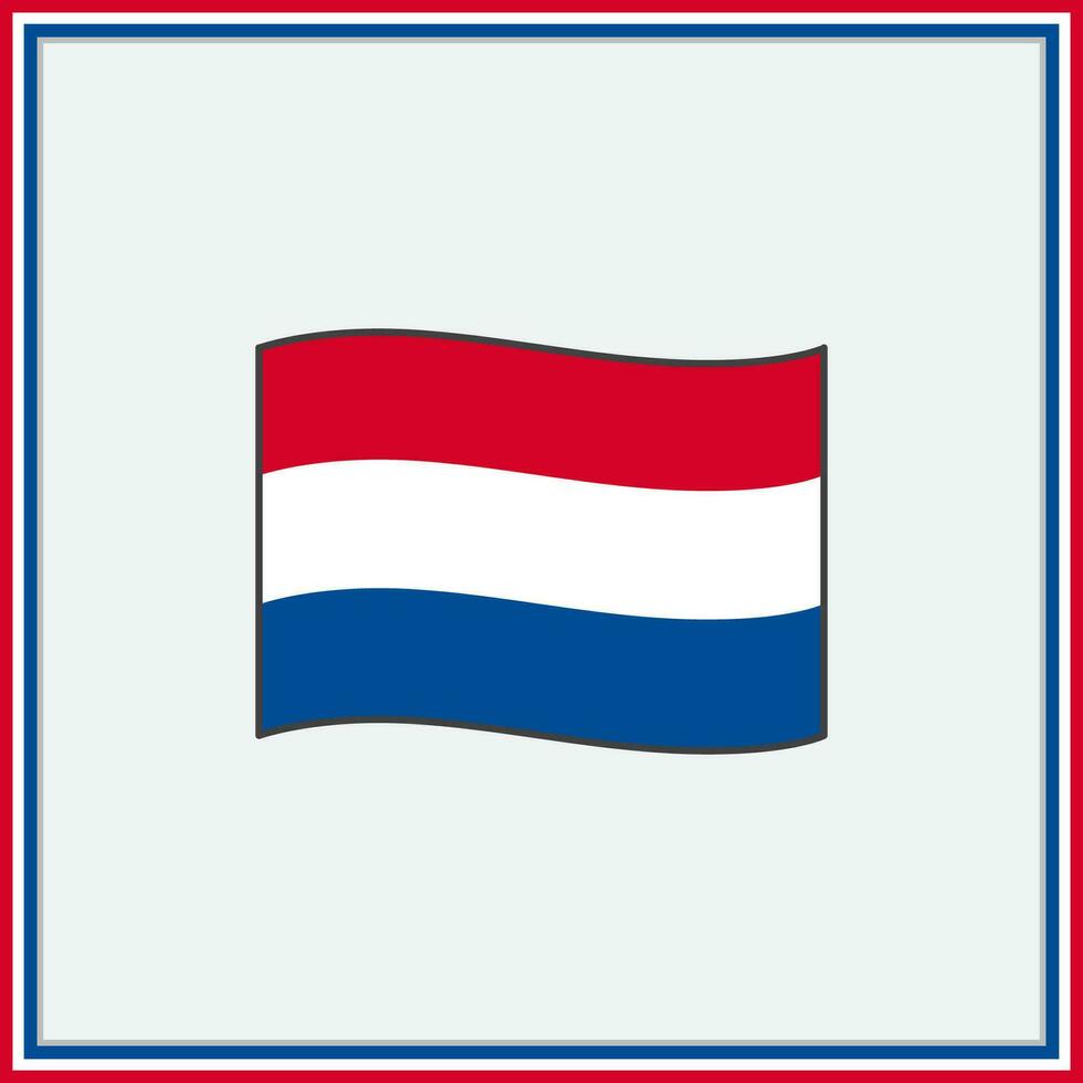 Netherlands Flag Cartoon Vector Illustration. Flag of Netherlands Flat Icon Outline. National Netherlands Flag