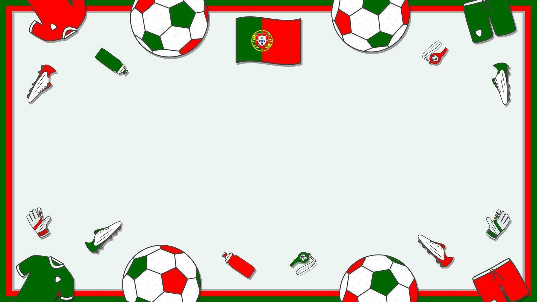 Football Background Design Template. Football Cartoon Vector Illustration. Championship In Portugal