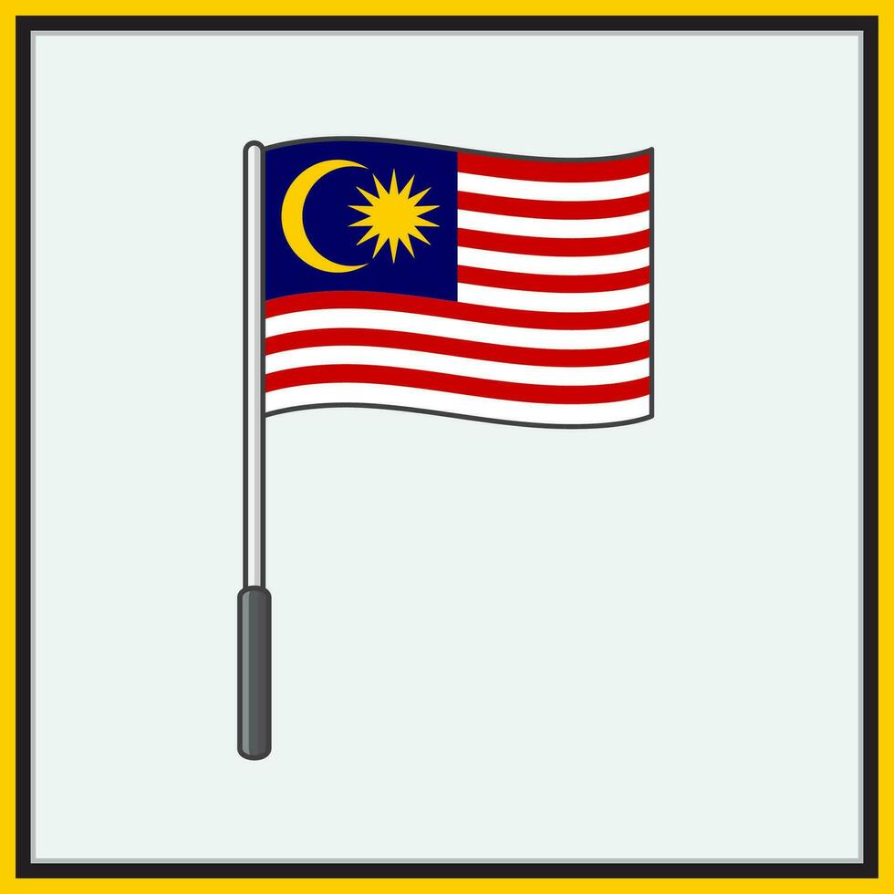 Malaysia Flag Cartoon Vector Illustration. Flag of Malaysia Flat Icon Outline