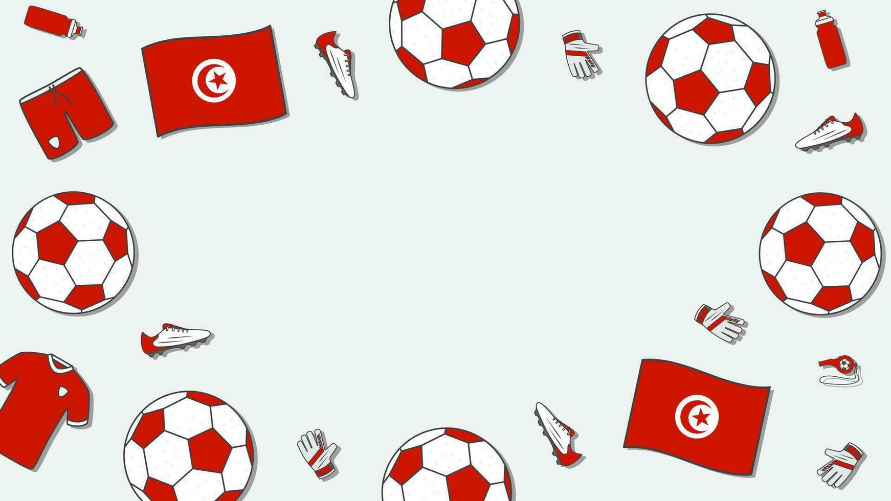 Football Background Design Template. Football Cartoon Vector Illustration. Tournament In Tunisia