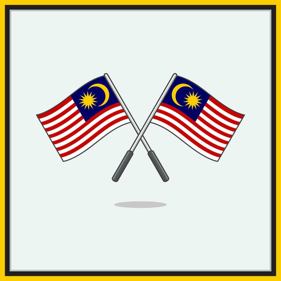 Flag of Malaysia Cartoon Vector Illustration. Malaysia Flag Flat Icon Outline