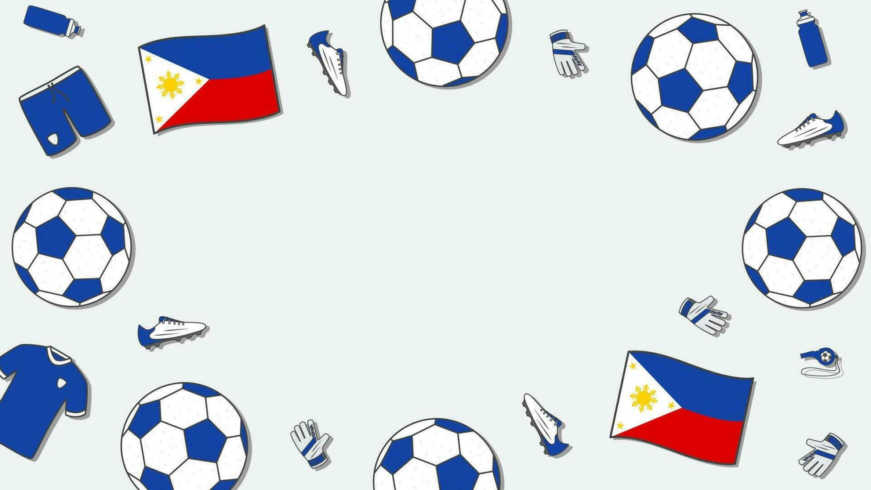 Football Background Design Template. Football Cartoon Vector Illustration. Tournament In Philippines