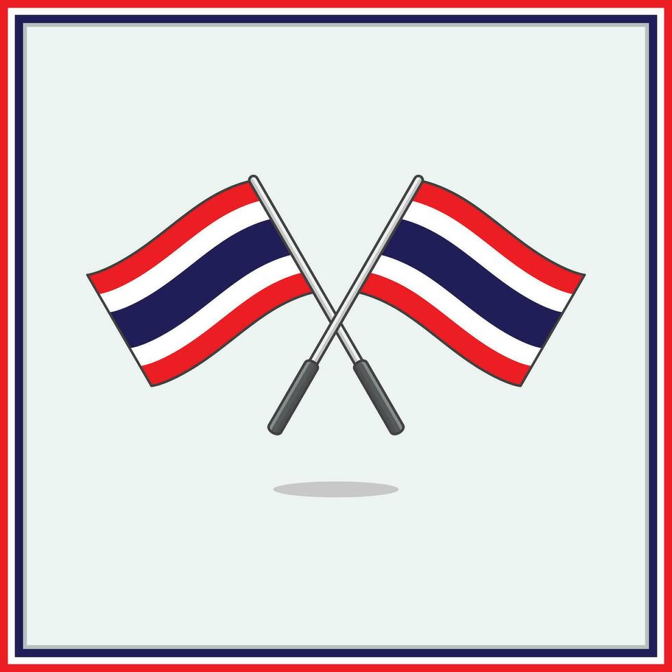 Flag of Thailand Cartoon Vector Illustration. Thailand Flag Flat Icon Outline