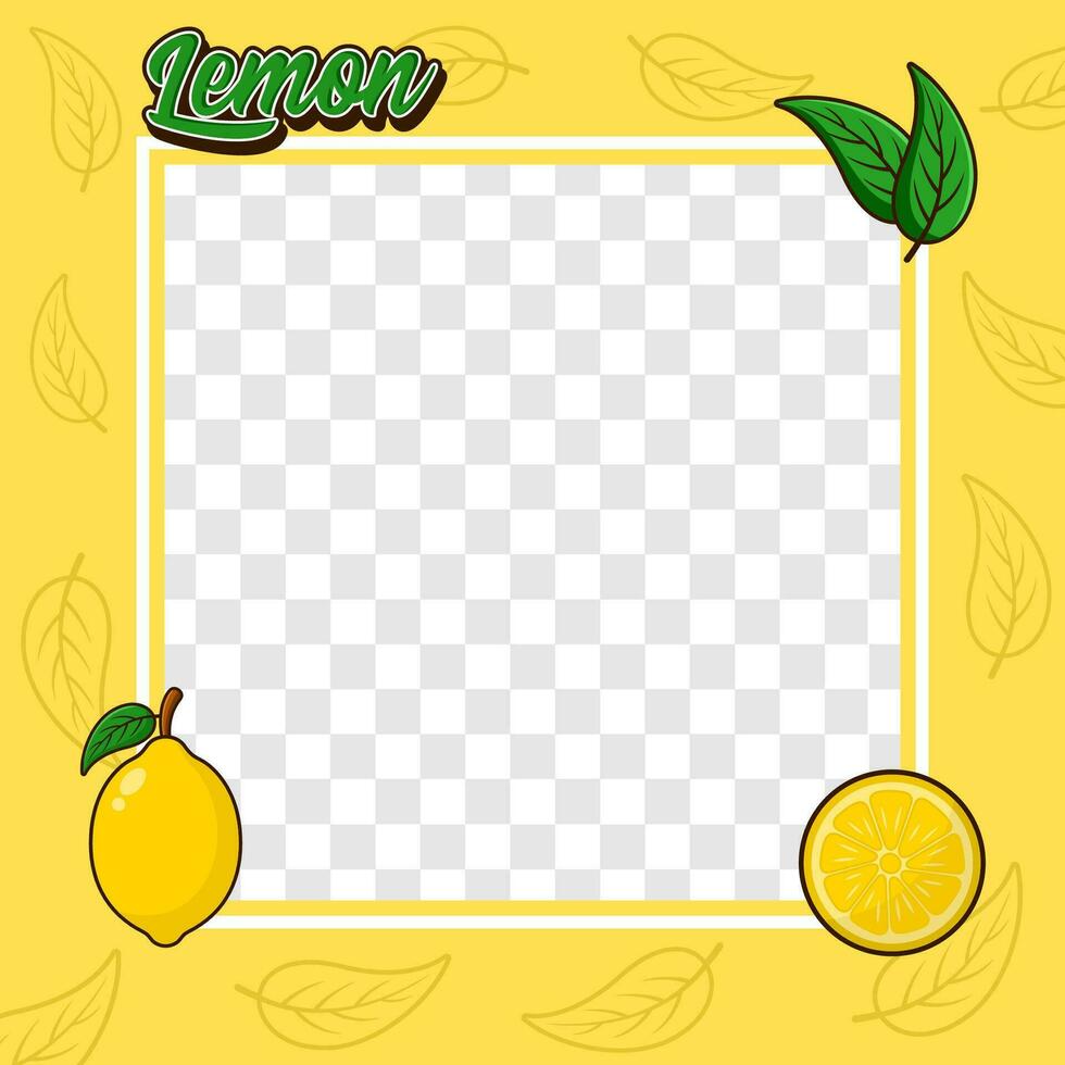 Lemon fruit photo frame cover background design vector