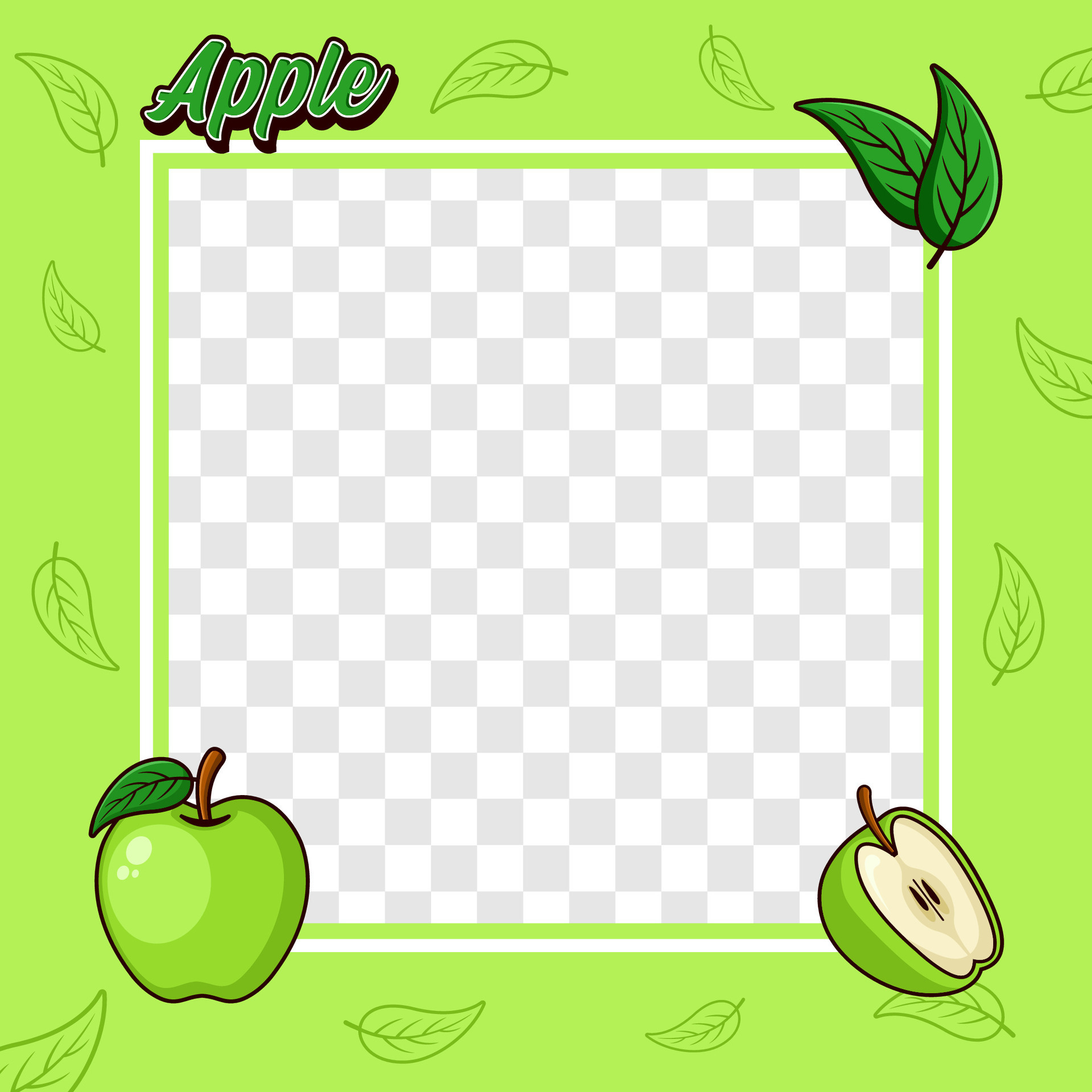 Green apple fruit photo frame cover background design 28336343 Vector