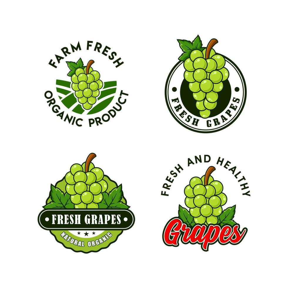 Green Grapes fruit logo design collection vector