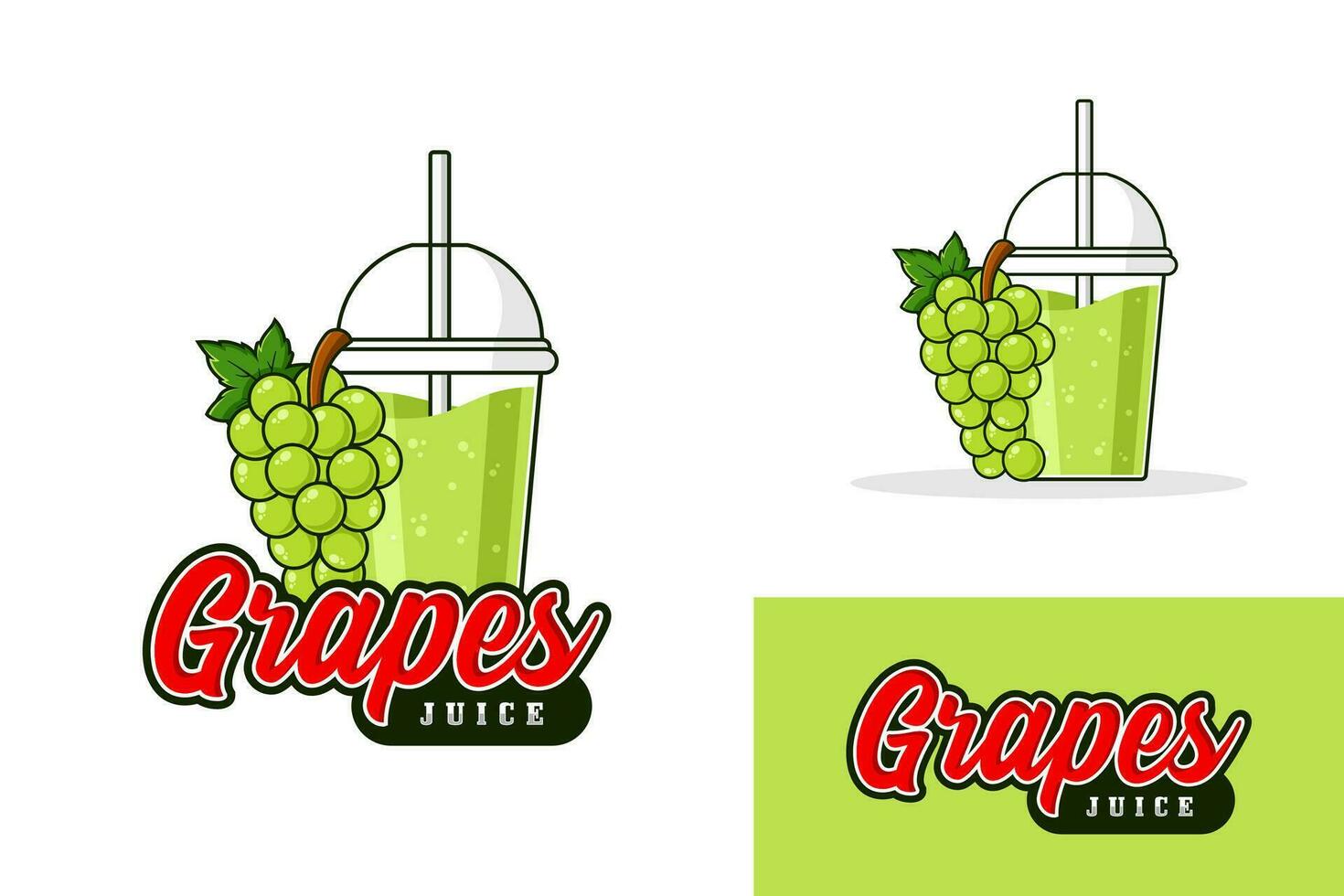 Green grapes juice drink logo design illustration collection vector
