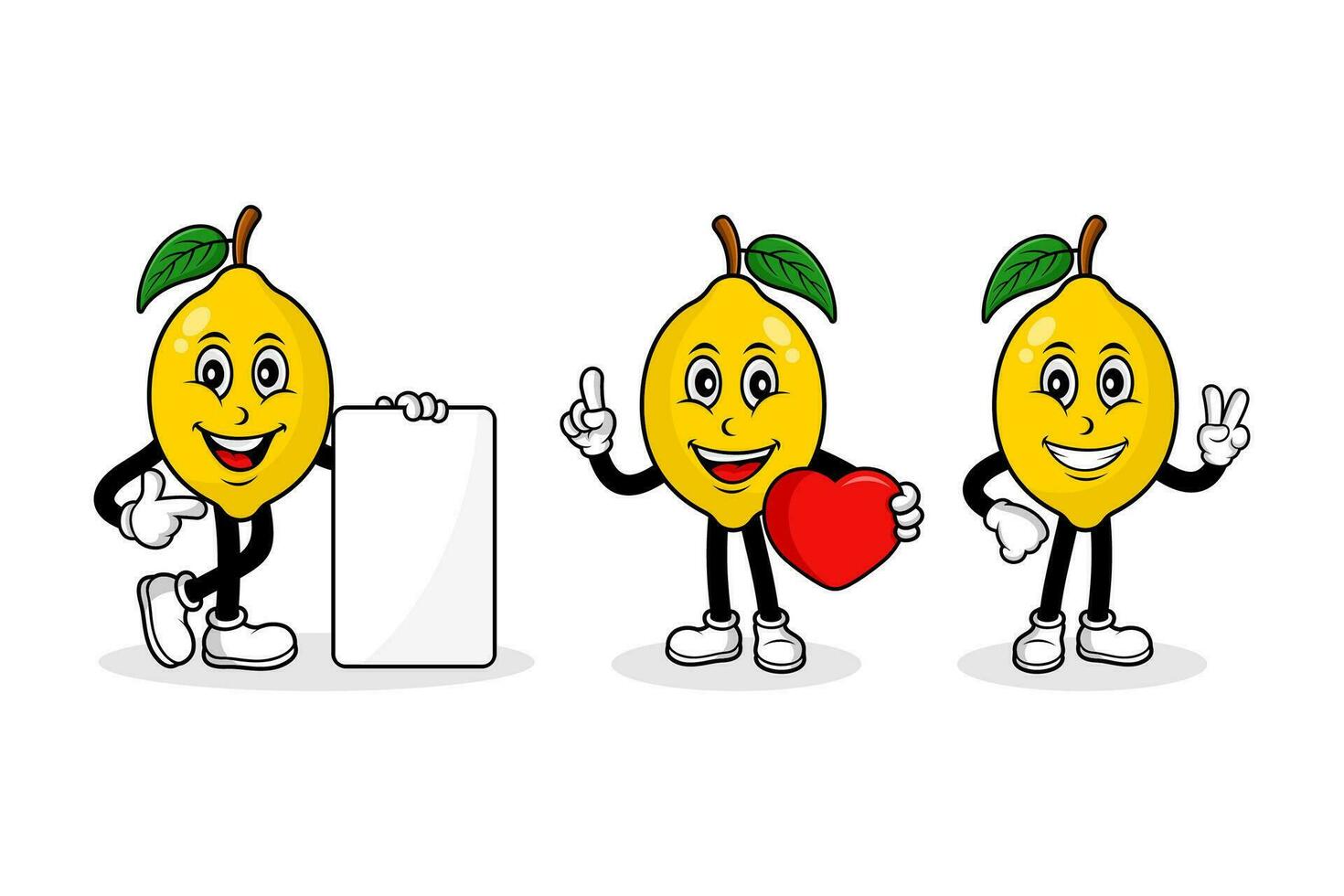 Lemon fruit cartoon character design collection vector