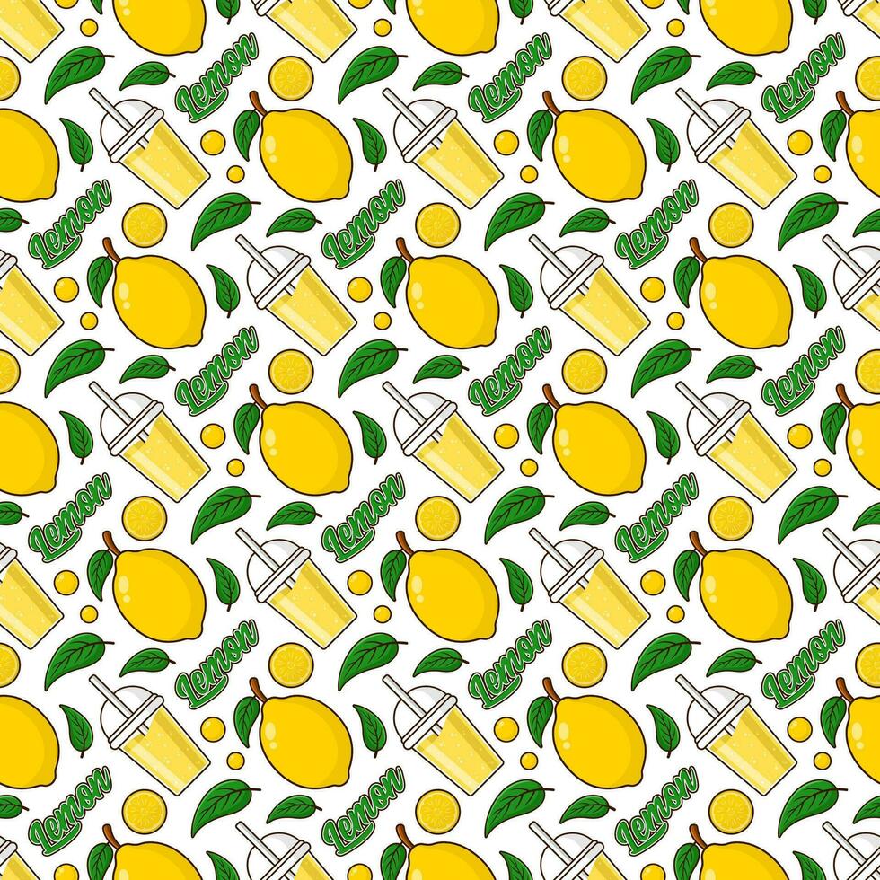 Lemon fruit juice seamless pattern background illustration vector