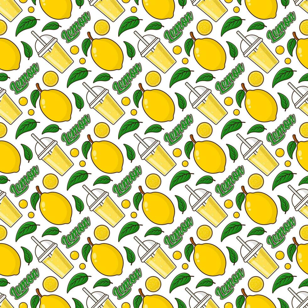 Lemon fruit juice seamless pattern background illustration vector