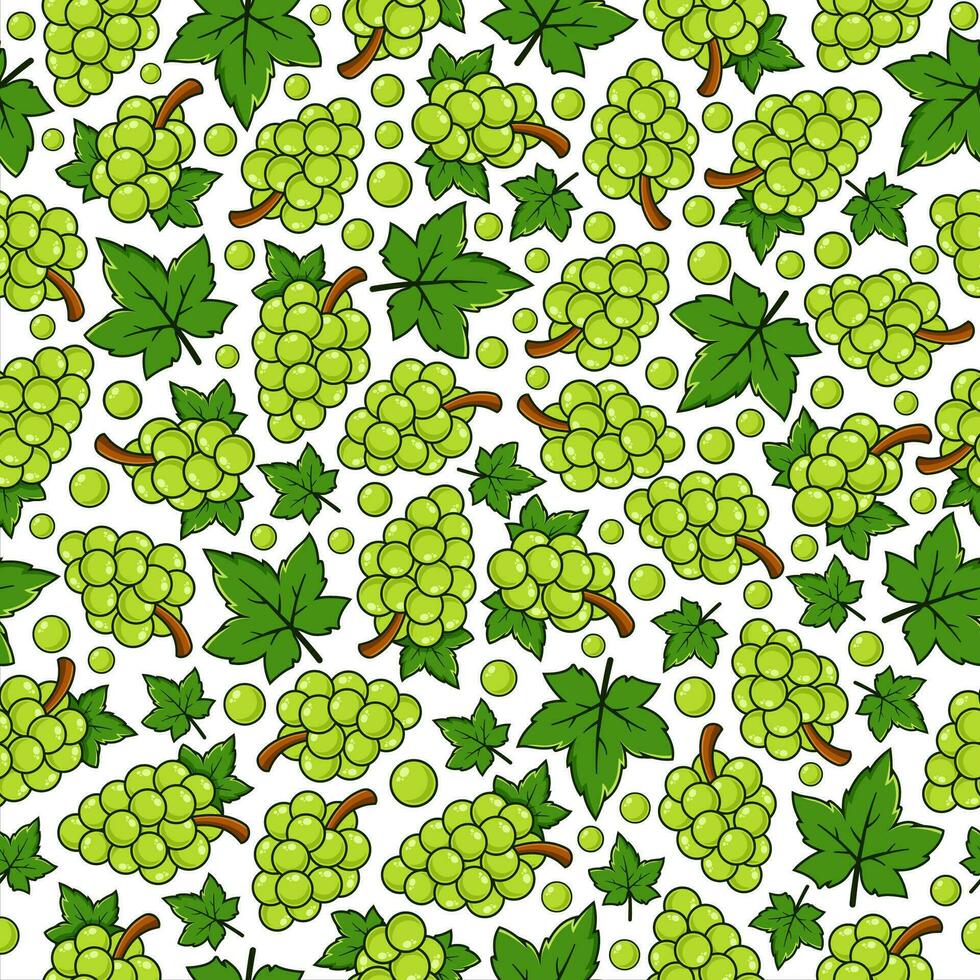 Green grapes fruit seamless pattern background illustration vector