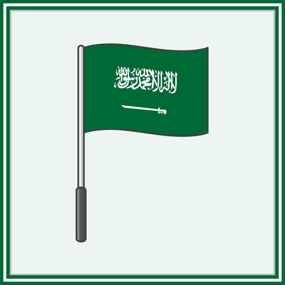 saudi arabia bandera dibujos animados vector ilustración. bandera de saudi arabia plano icono contorno