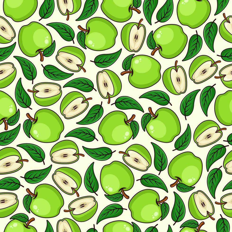 Green apple fruit seamless pattern background illustration vector