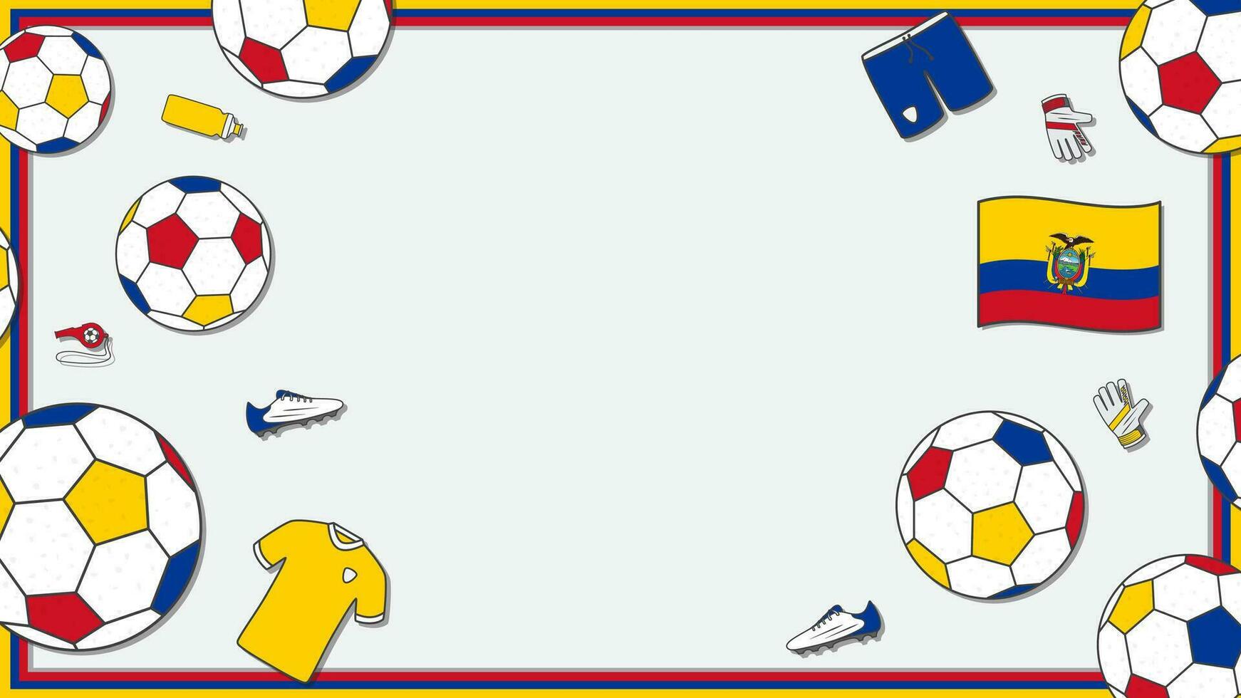 Football Background Design Template. Football Cartoon Vector Illustration. Sport In Ecuador