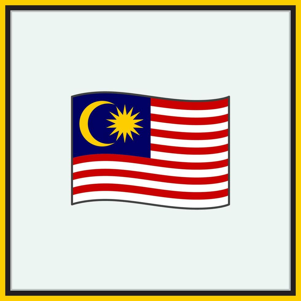 Malaysia Flag Cartoon Vector Illustration. Flag of Malaysia Flat Icon Outline. National Malaysia Flag