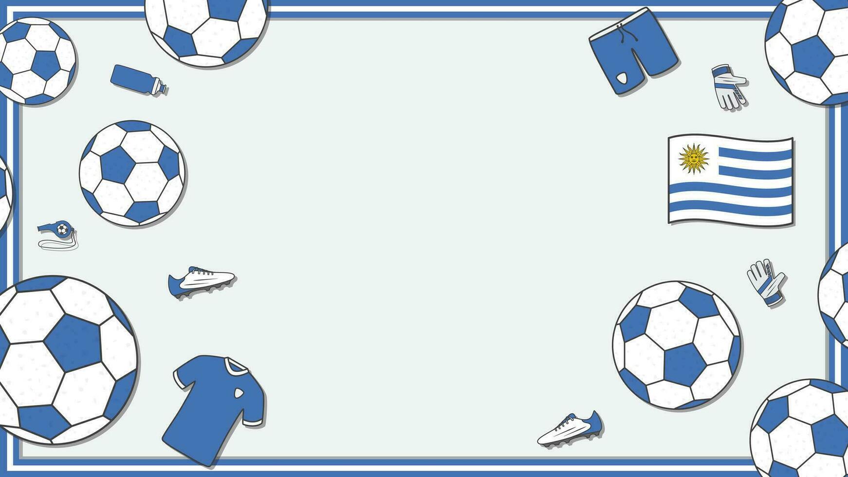 Football Background Design Template. Football Cartoon Vector Illustration. Sport In Uruguay
