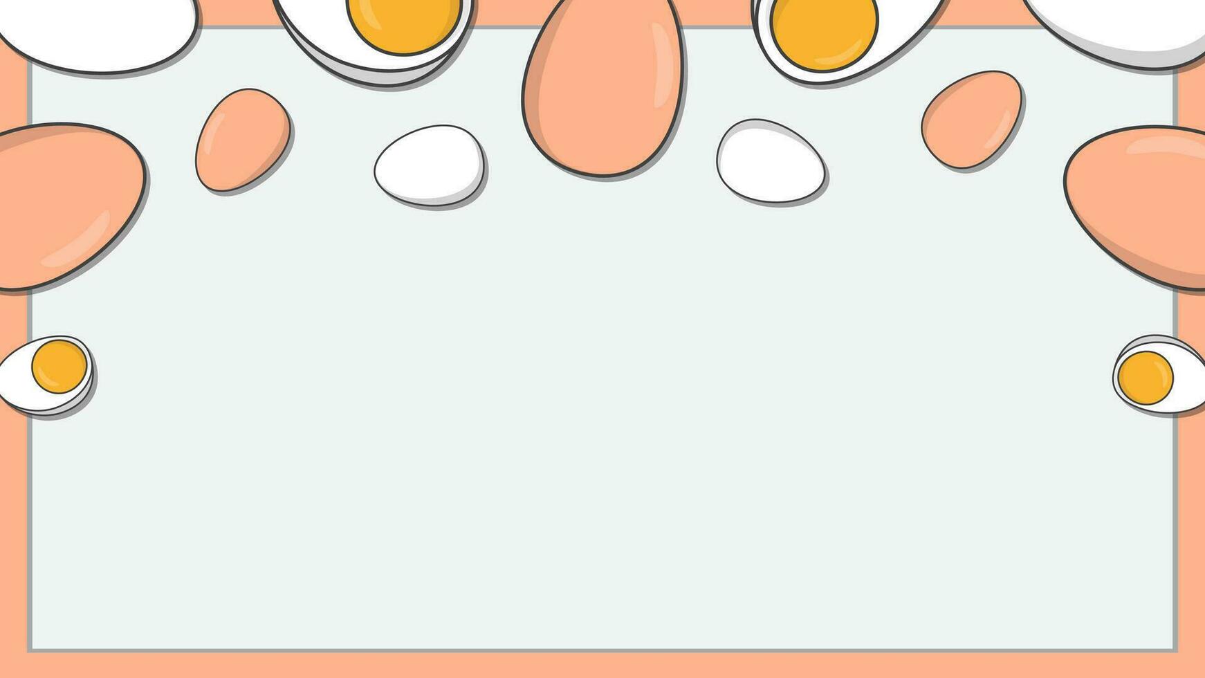 Egg Background Design Template. Boiled Egg Cartoon Vector Illustration. Boiled Egg