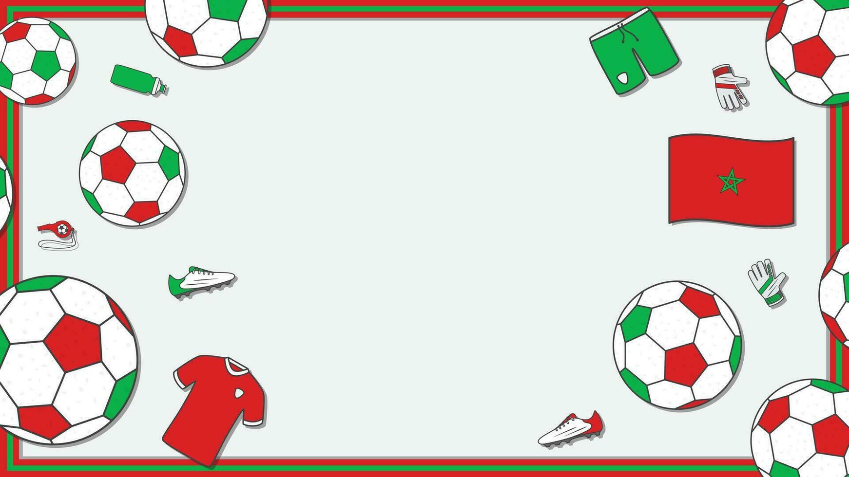Football Background Design Template. Football Cartoon Vector Illustration. Sport In Morocco