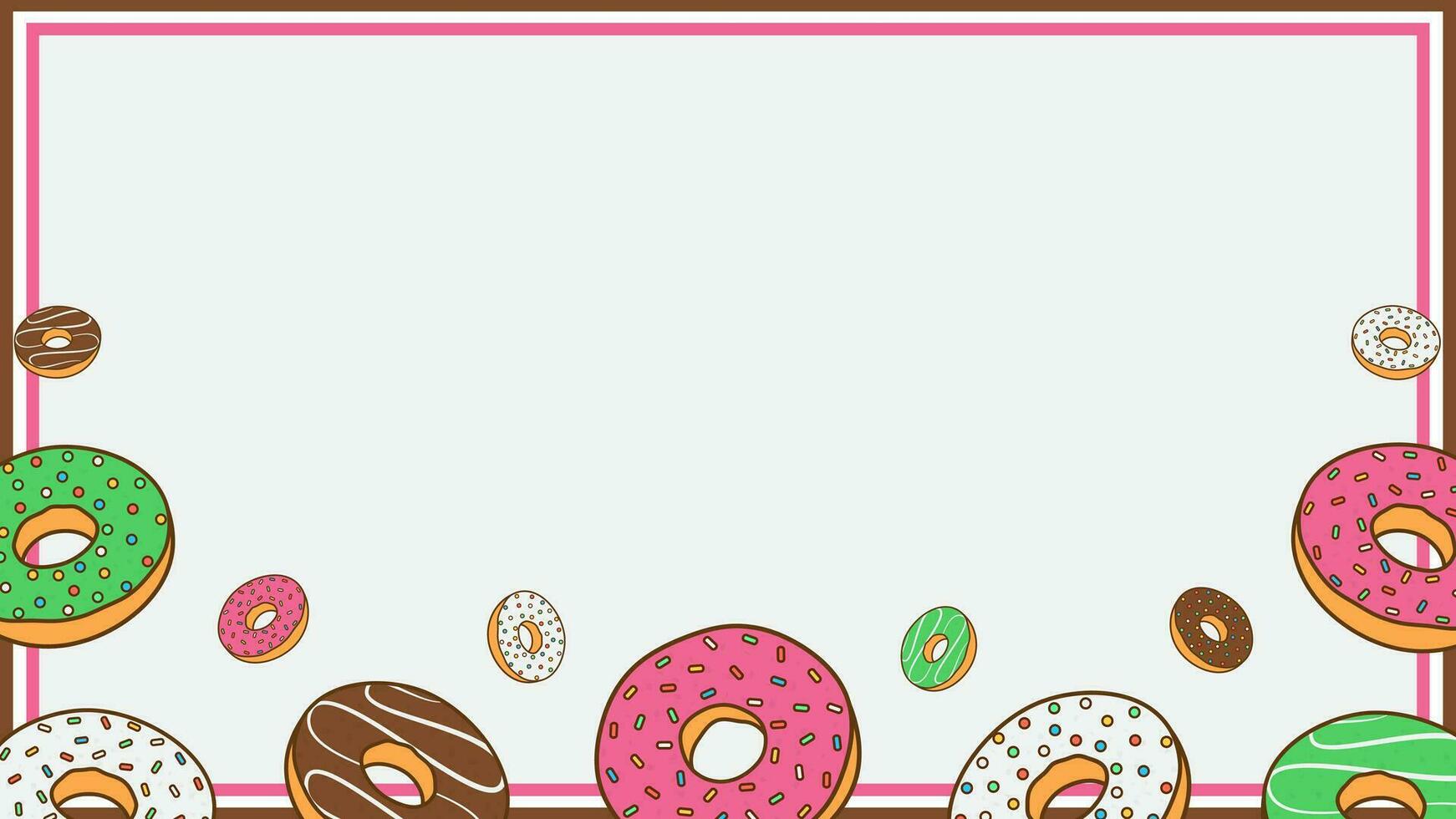 Donuts Background Design Template. Donuts Cartoon Vector Illustration. Food