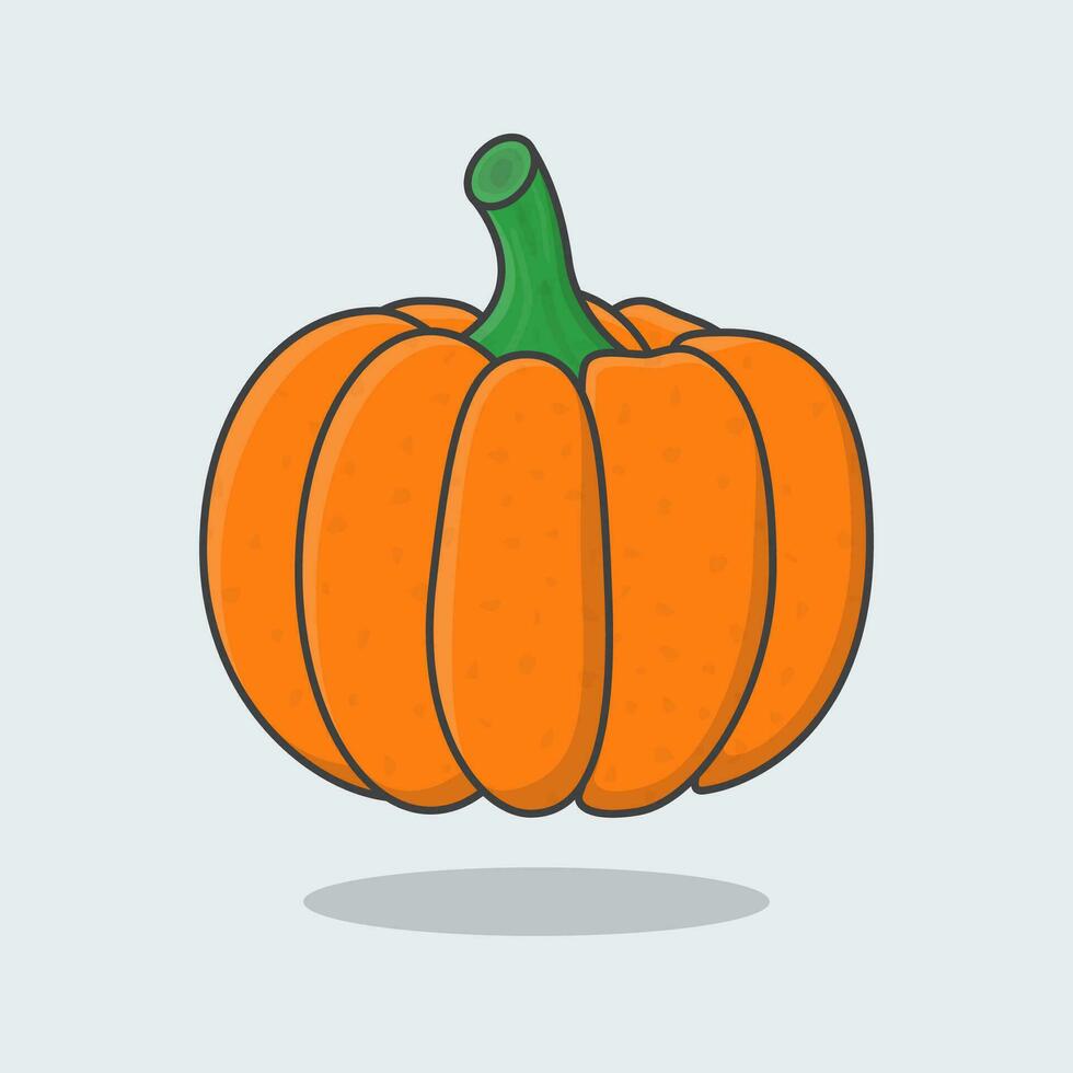 Pumpkin Cartoon Vector Illustration. Fresh Pumpkin Flat Icon Outline