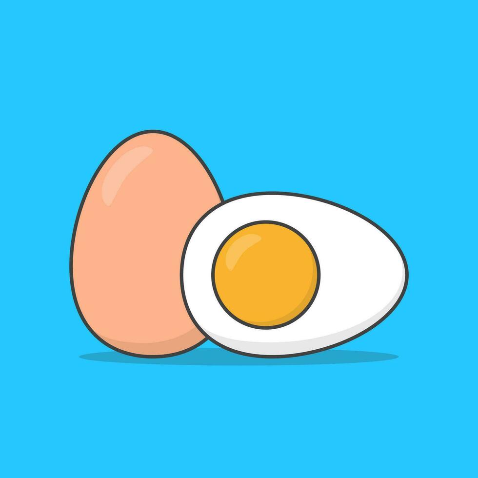 Eggs Vector Icon Illustration. Chicken Boiled Eggs Food. Brown And White Chicken Egg