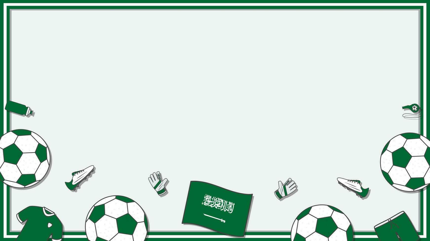 Football Background Design Template. Football Cartoon Vector Illustration. Soccer In Saudi Arabia