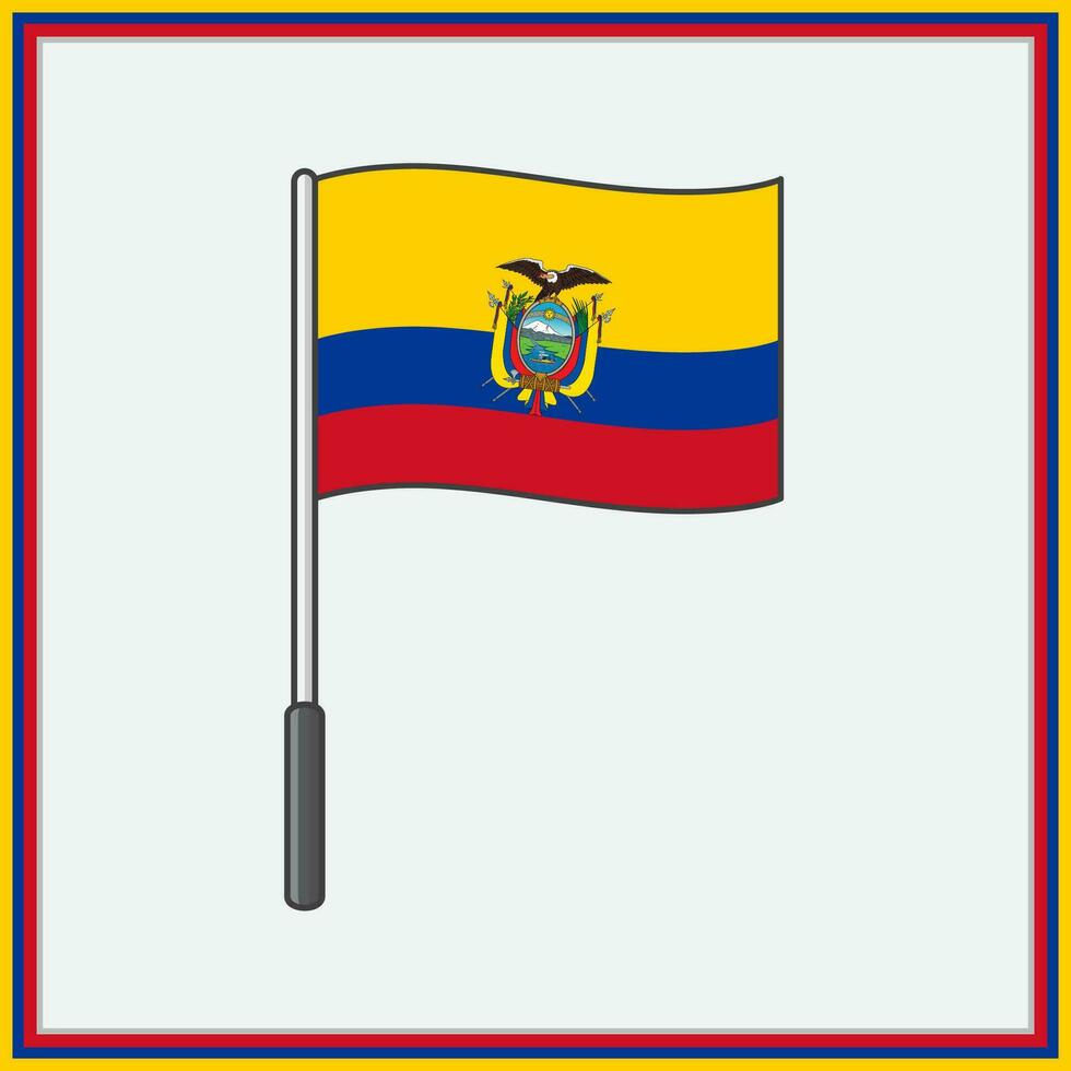 Ecuador Flag Cartoon Vector Illustration. Flag of Ecuador Flat Icon Outline